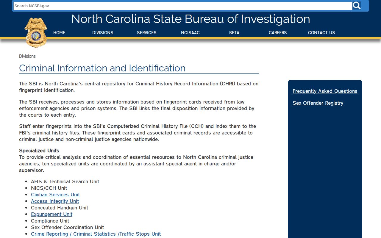 Caswell County fingerprint criminal history repository information