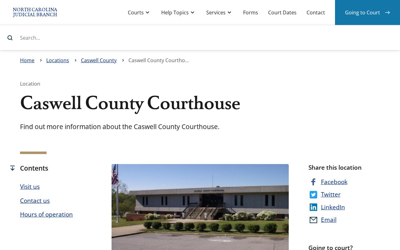 Caswell County criminal court record courthouse listing
