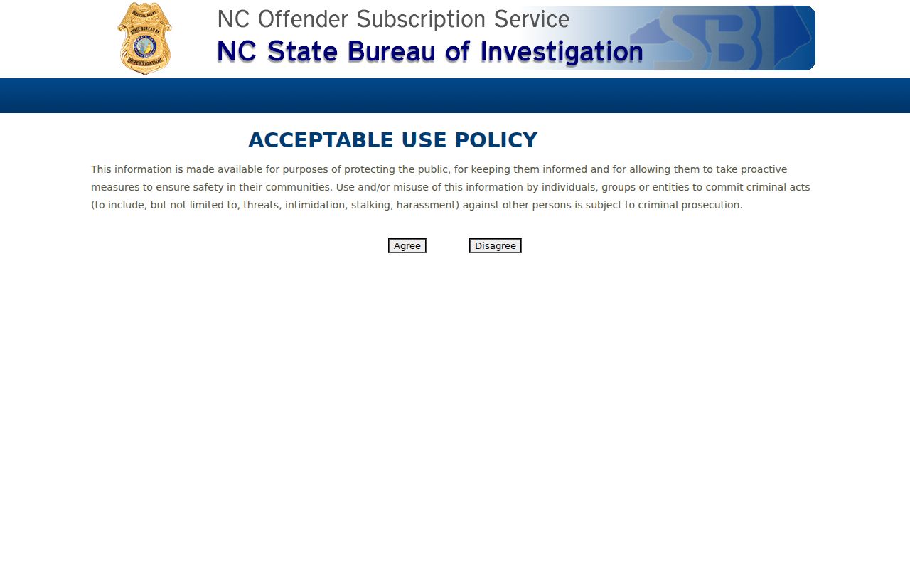 North Carolina SBI sex offender registry proximity email alert signup